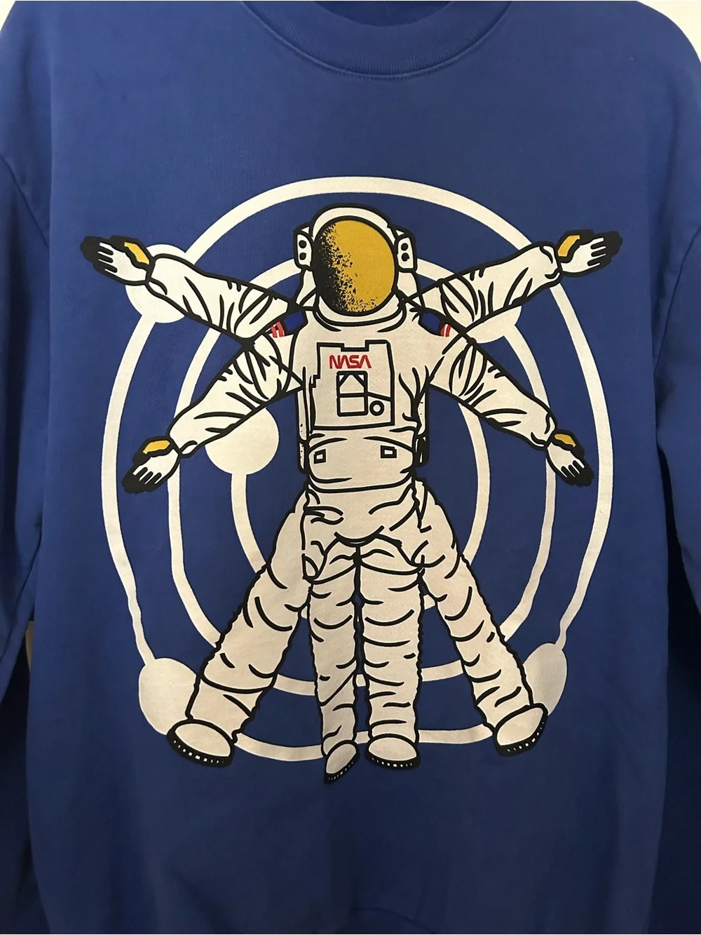 NASA Blue Astronaut Graphic Crewneck Sweatshirt